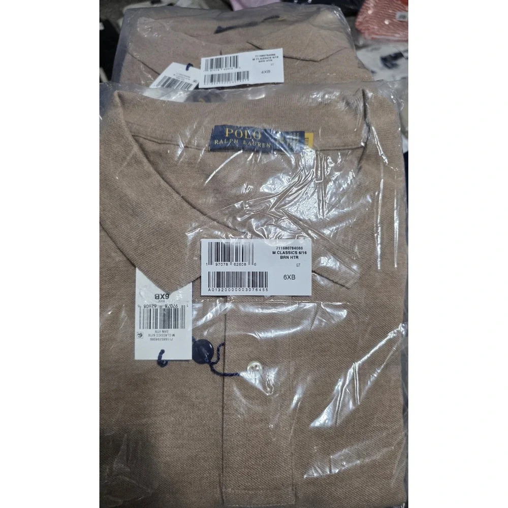 Polo Ralph Lauren Cotton Polo Shirt Men's Big & Tall 4XB Tan Brown Heather NWT